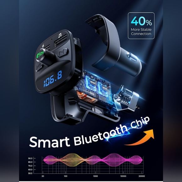 🎶🎵🎶 NIB FM Transmitter Car Bluetooth Wireless Radio Music Adapter Car Kit - Picture 5 of 11